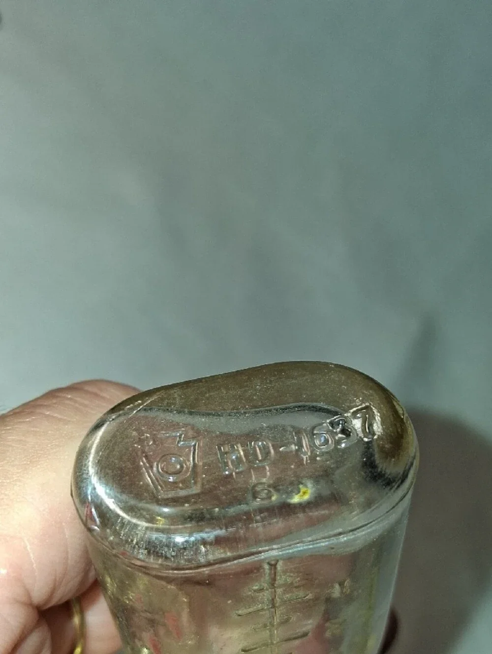 Vintage Amsco Doll-E-Toy Clear Glass Baby Bottle with Brown Rubber Cap